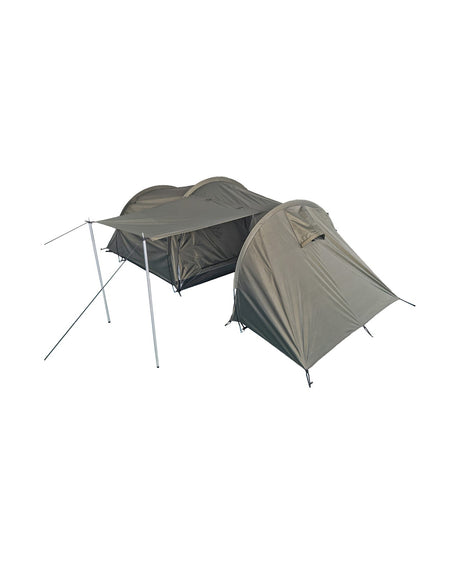 Tente Mil-Tec 2 places 390 x 130 x 120 cm avec abside de rangement et auvent 3,7 kg