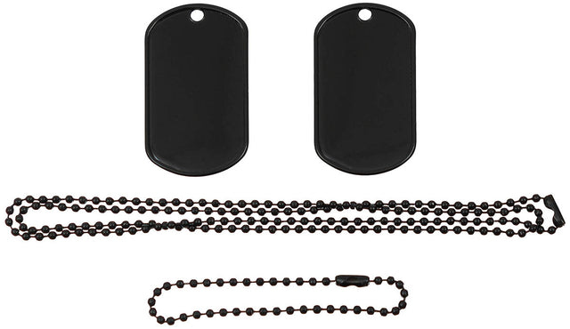 Plaques d'identité US MFH 5 x 2,8 cm en inox avec deux chaînes à billes
