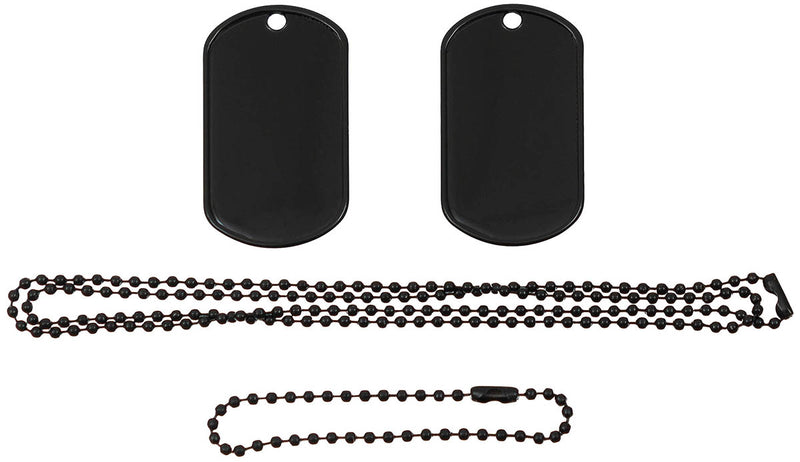 Plaques d'identité US MFH 5 x 2,8 cm en inox avec deux chaînes à billes