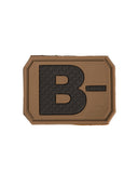 Patch groupe sanguin B négatif Mil-Tec en PVC 3,8 x 2,8 cm à dos auto-agrippant