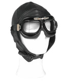Bonnet d'aviateur Mil-Tec en cuir de bovin doublé coton boucles de réglage menton et nuque