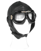 Bonnet d'aviateur Mil-Tec en cuir de bovin doublé coton boucles de réglage menton et nuque