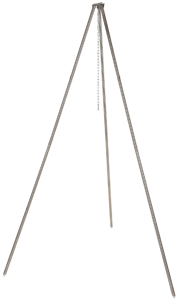 Trépied de cuisson Fox Outdoor en acier inoxydable réglable de 50 à 190 cm avec chaîne