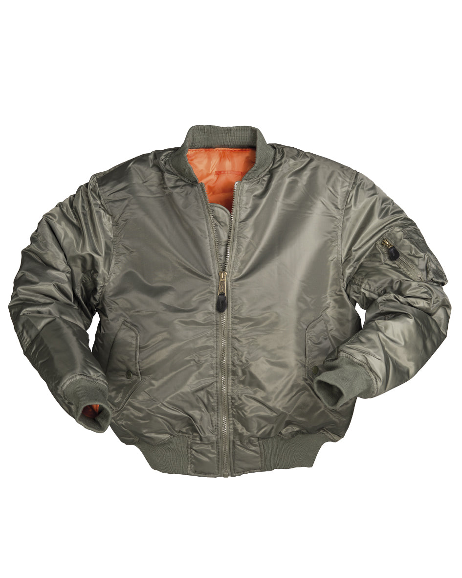 Blouson aviateur type MA1 Mil-Tec réversible en polyester ouaté 200 g/m² avec porte-crayons