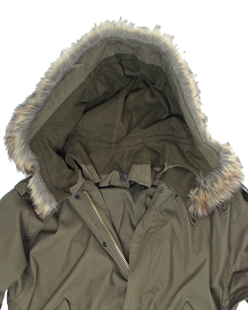Capuche pour parka US M51 Mil-Tec en coton-nylon doublee laine et fourrure synthetique