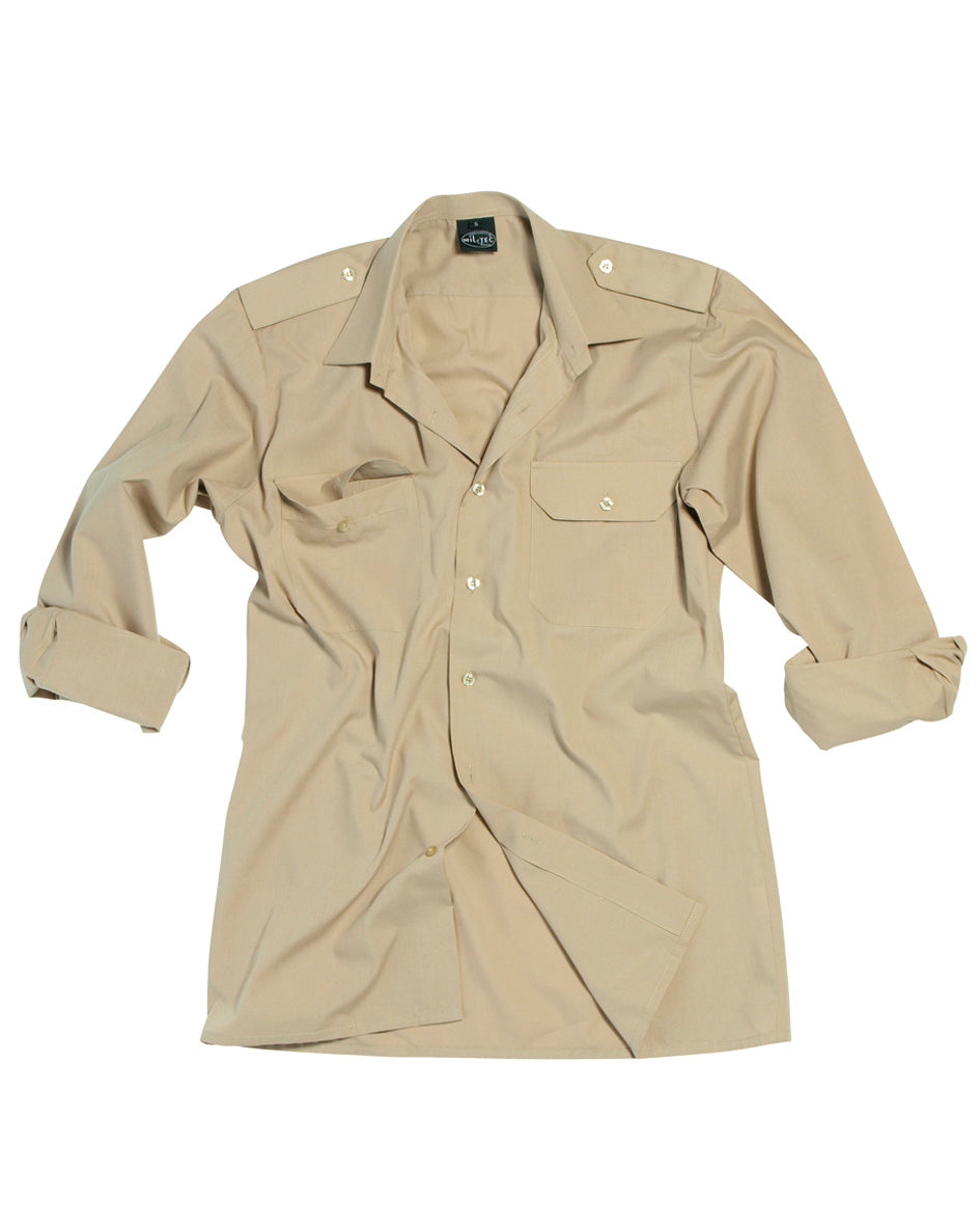 Chemise de service Mil-Tec manches longues en twill polycoton à pattes d'épaule amovibles