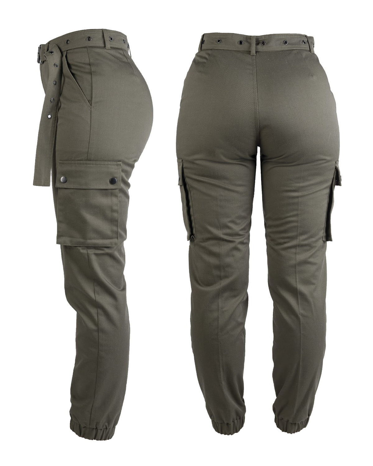 Pantalon cargo femme Mil-Tec en polyester-coton à taille haute et ceinture amovible