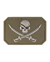 Morale patch tête de mort et épées Mil-Tec 3D en PVC 5,5 x 7,5 cm 12 g dos auto-agrippant