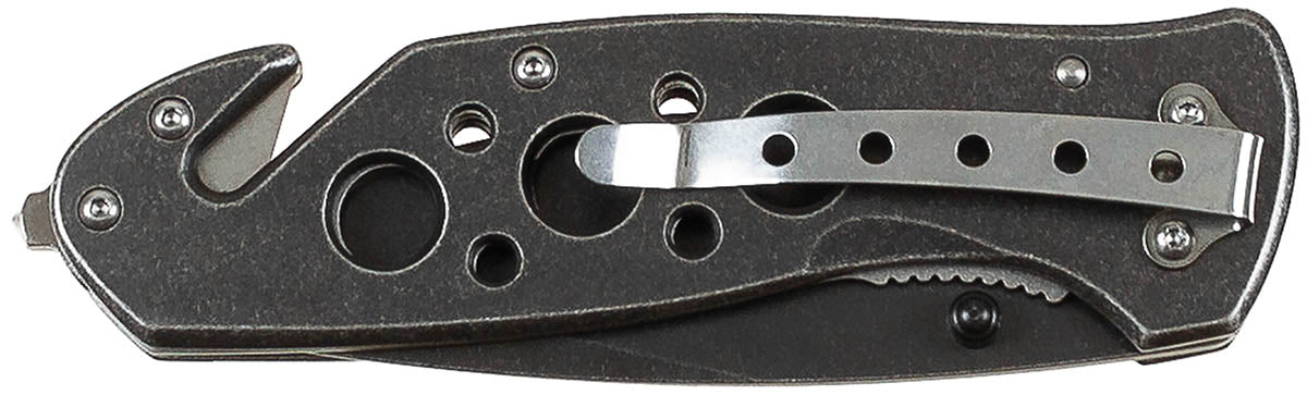 Couteau pliant Fox Outdoor lame stonewashed 8,5 cm manche métal avec brise-vitre