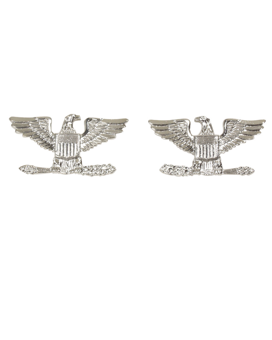 Insigne de grade Colonel US Mil-Tec en cuivre à épingle motif aigle vendu par paire