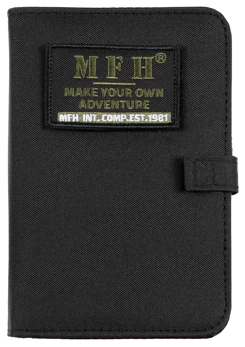 Organiseur A6 MFH 14 x 20 cm avec bloc de feuilles, porte-anneaux et écusson amovible