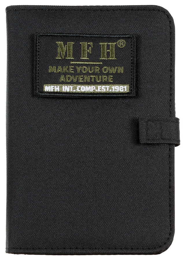 Organiseur A6 MFH 14 x 20 cm avec bloc de feuilles, porte-anneaux et écusson amovible