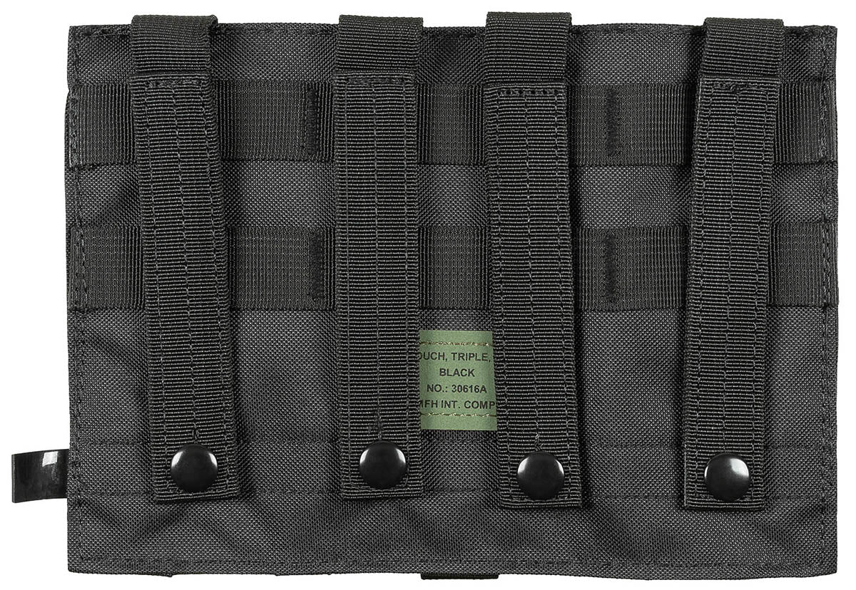 Porte-chargeur triple MOLLE MFH à quatre sangles de fixation, 25 x 19 x 5 cm