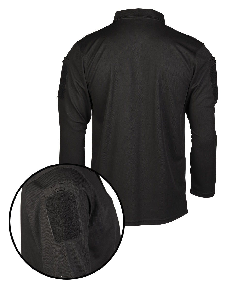 Polo tactique manches longues Mil-Tec en polyester à séchage rapide avec poches de bras
