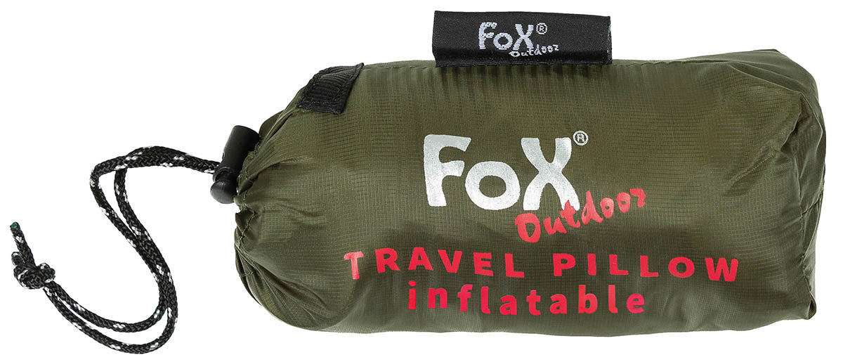 Oreiller de voyage gonflable Fox Outdoor 80 g en nylon avec sac de rangement