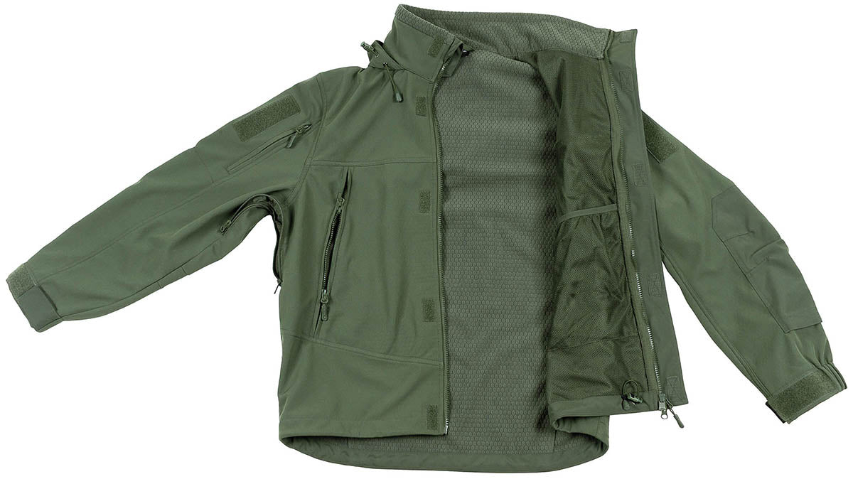 Veste softshell MFH Viper à capuche intégrée et renforts de coudes 8000 mm