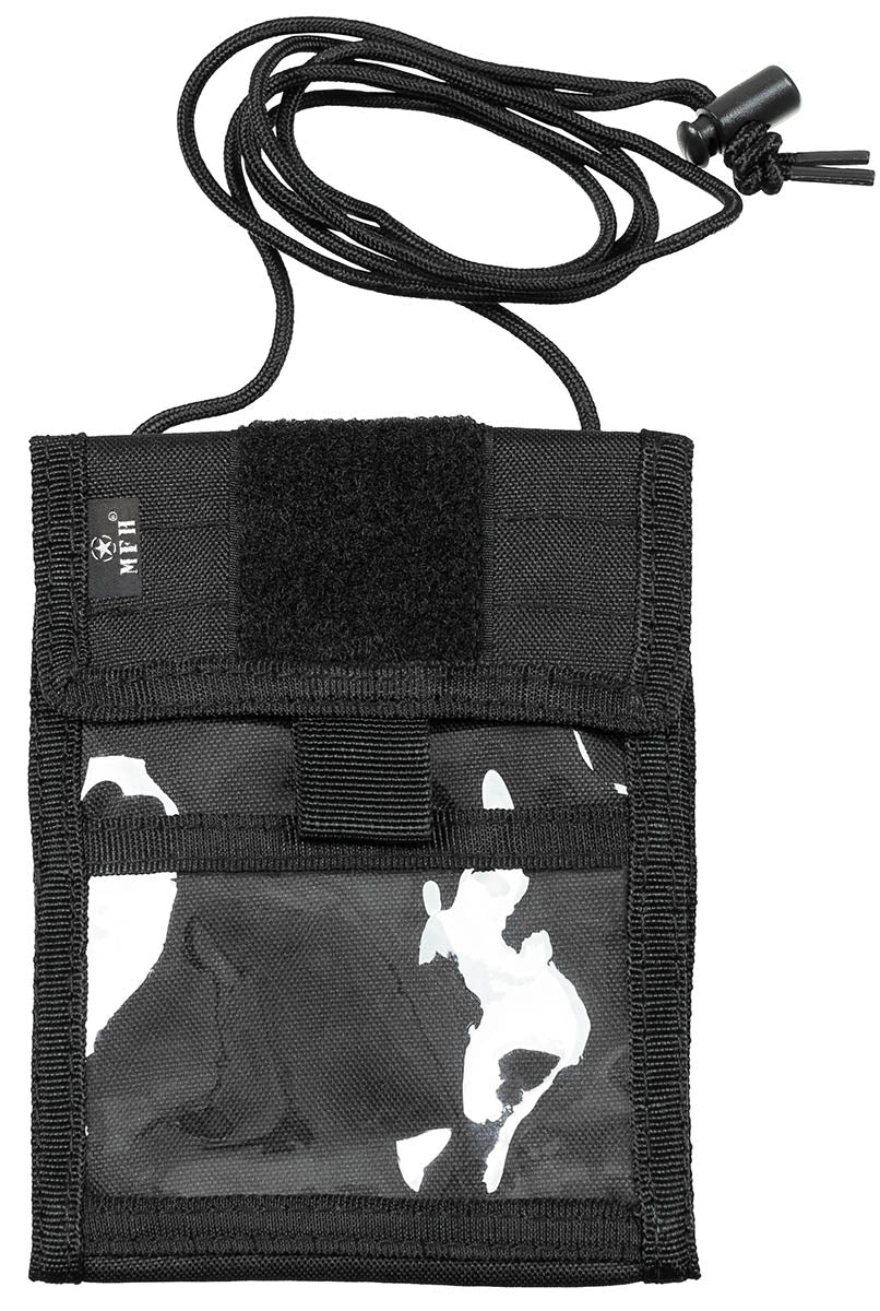 Portefeuille tour de cou MFH 12 x 15 cm cordon escamotable et 8 rangements