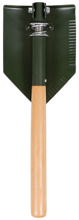 Pelle pliante Deluxe MFH manche bois 2 pièces 60 cm lame à dents avec étui