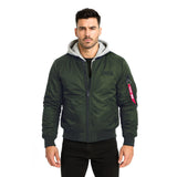 Blouson aviateur en nylon twill doublure matelassée capuche amovible