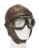 Bonnet d'aviateur Mil-Tec en cuir de bovin doublé coton boucles de réglage menton et nuque