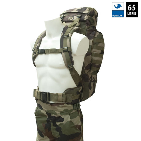 Sac à dos 65 litres en polyester Rip-Stop enduit PVC avec attaches MOLLE