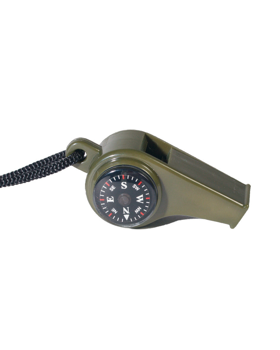 Sifflet de signalisation Mil-Tec avec boussole et thermomètre intégrés et cordon de cou