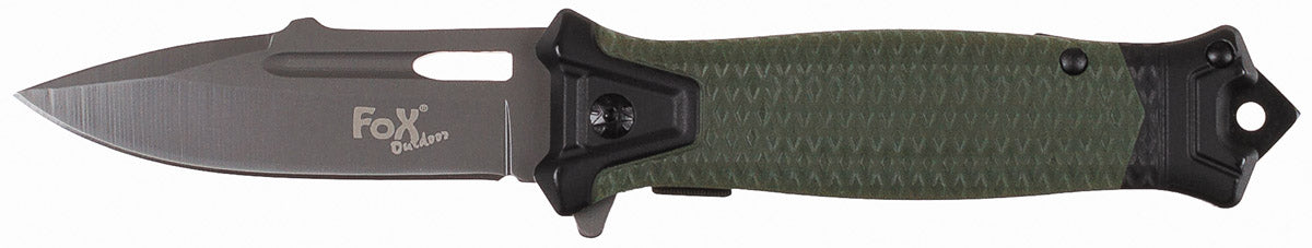 Couteau pliant Fox Outdoor Snake lame 9,5 cm brise-vitre manche métal 23 cm