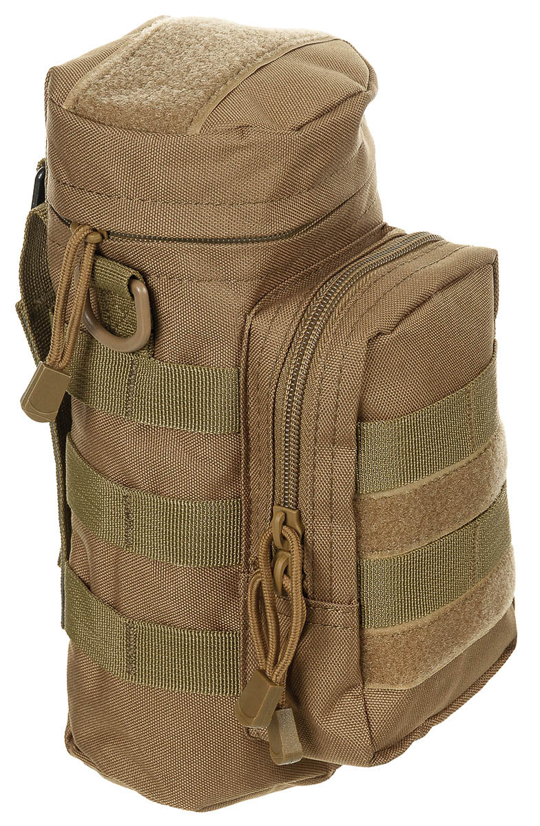 Pochette ronde MOLLE MFH à mousqueton métallique et anneaux en D, 11 x 25 x 13 cm