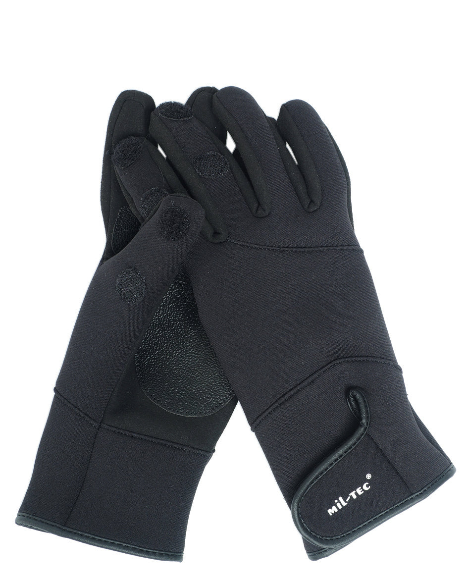 Gants tactiques Mil-Tec en néoprène à trois doigts dégagés et paume polyuréthane
