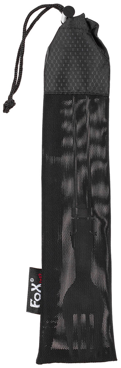 Fourchette pliante Fox Outdoor en titane 22 cm pesant 25 g avec filet de rangement