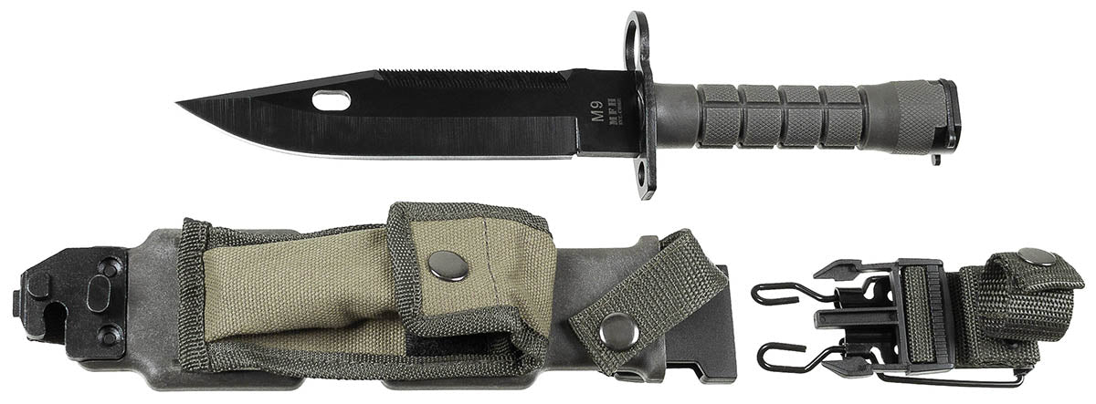 Baïonnette M9 MFH lame 18 cm dos scie avec fourreau cisaille et pochette amovible