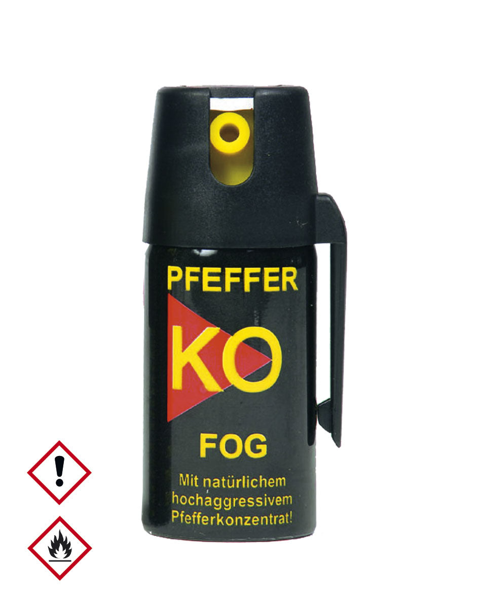 Aérosol de défense Mil-Tec au poivre OC 40 ml jet brouillard portée 5 m avec pince ceinture