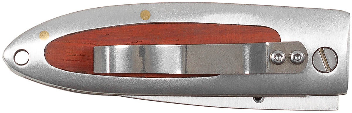 Couteau pliant Fox Outdoor manche acier inoxydable à insert bois lame 7 cm