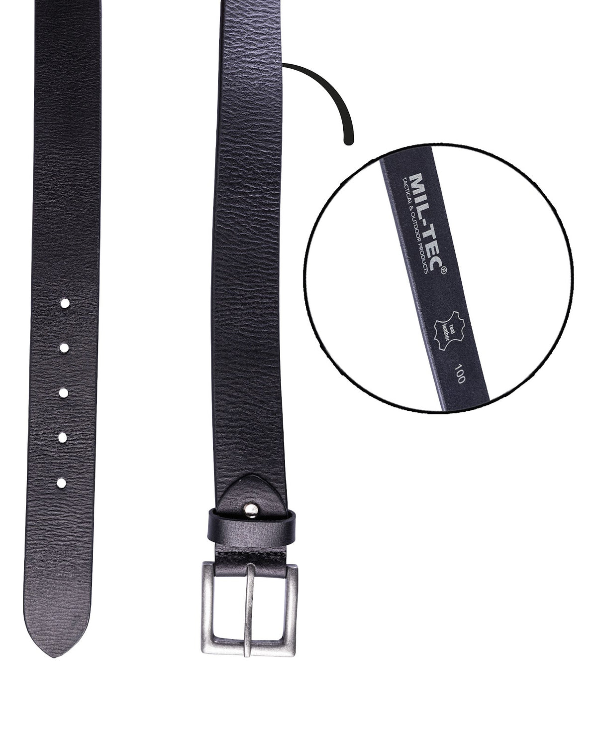 Ceinture Mil-Tec en cuir de bovin nappa largeur 3,8 cm à boucle métallique un ardillon