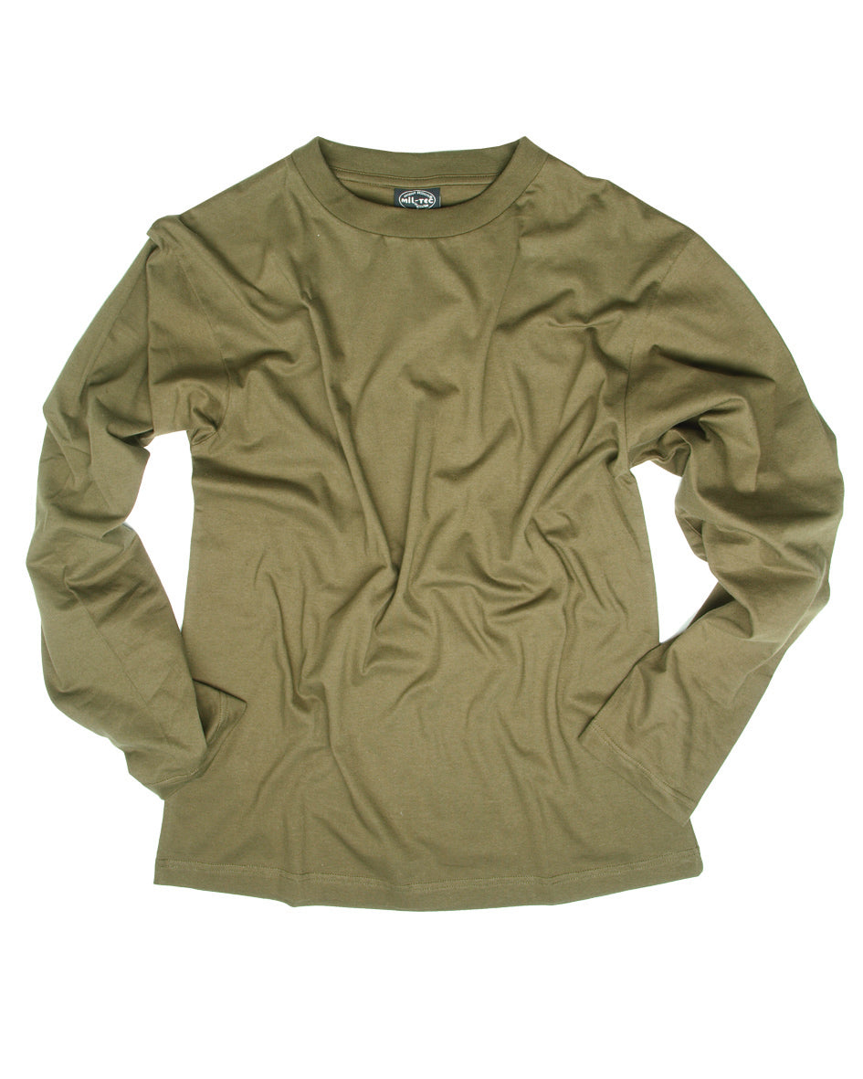 T-shirt à manches longues Mil-Tec en coton jersey simple 145 g/m² à col rond
