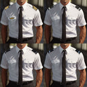 Chemise de service pilote manches courtes polycoton 60/40 pattes d'épaules