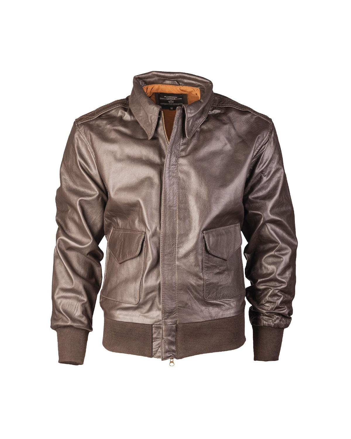 Blouson aviateur type A2 Mil-Tec en cuir nappa de chevre double coton glissiere YKK