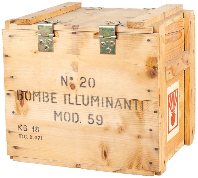 Caisse en bois italienne de 38,5 x 31 x 35,5 cm, surplus d'occasion