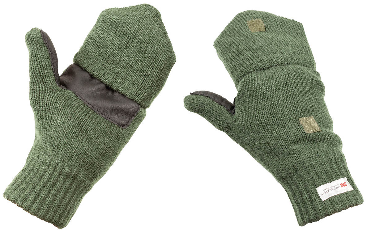 Gants mitaines tricotés MFH à capuchon rabattable doublés 3M Thinsulate