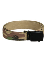 Ceinture type US Mil-Tec en coton-polyester de 130 cm à boucle métallique nickelée