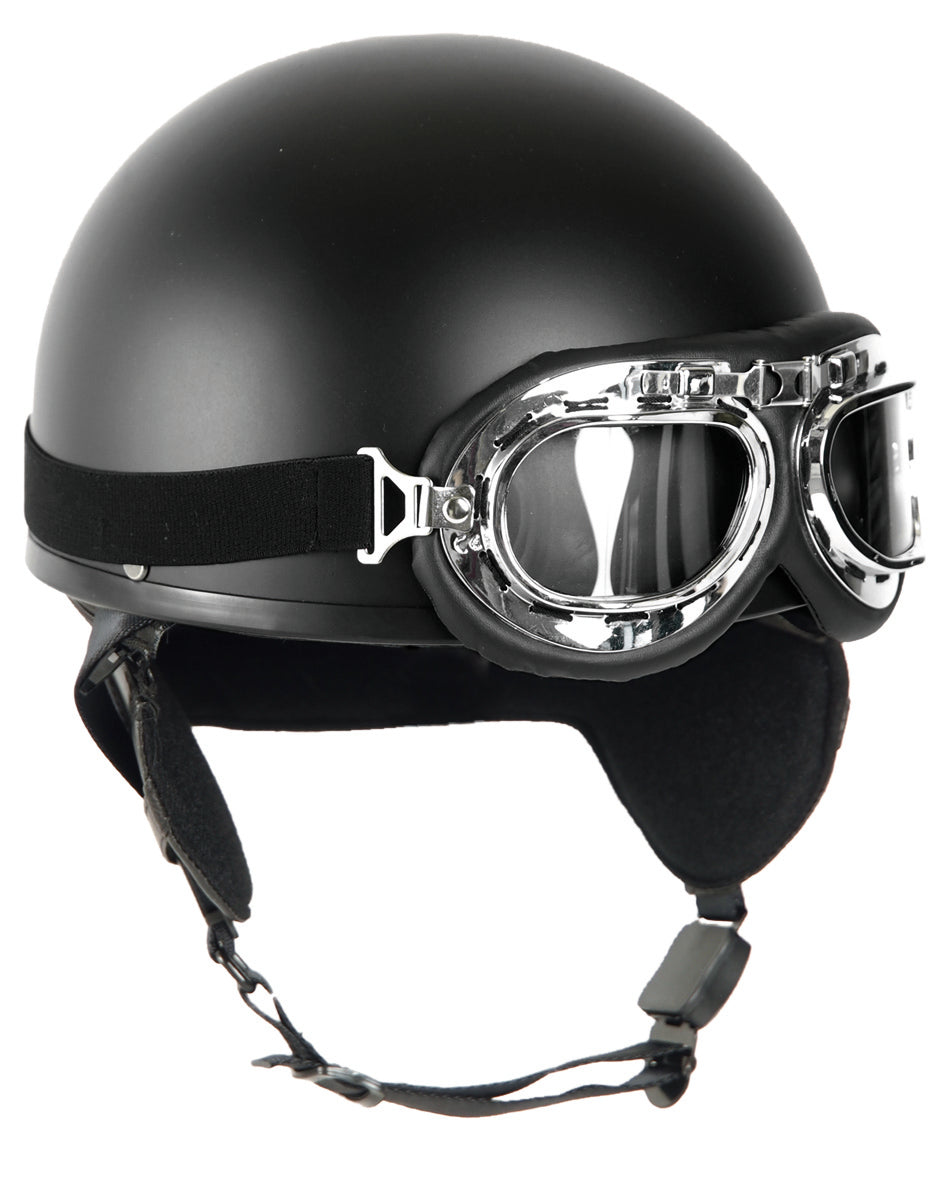 Casque d'entraînement demi-coque Mil-Tec coque ABS calotte EPS avec lunettes