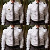Chemise de service pilote manches longues polycoton 60/40 pattes d'épaules