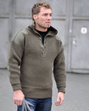 Pull type armée autrichienne Mil-Tec en laine épaisse col boutonné coudes renforcés
