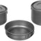 Popote en titane Fox Outdoor 5 pièces 2 marmites 1 poêle et 2 couvercles 360 g