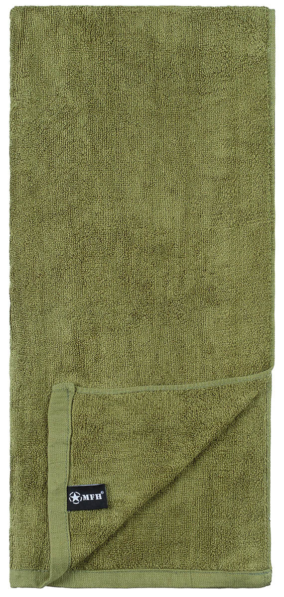Serviette éponge MFH en coton 110 x 50 cm format bain pour hygiène de campagne