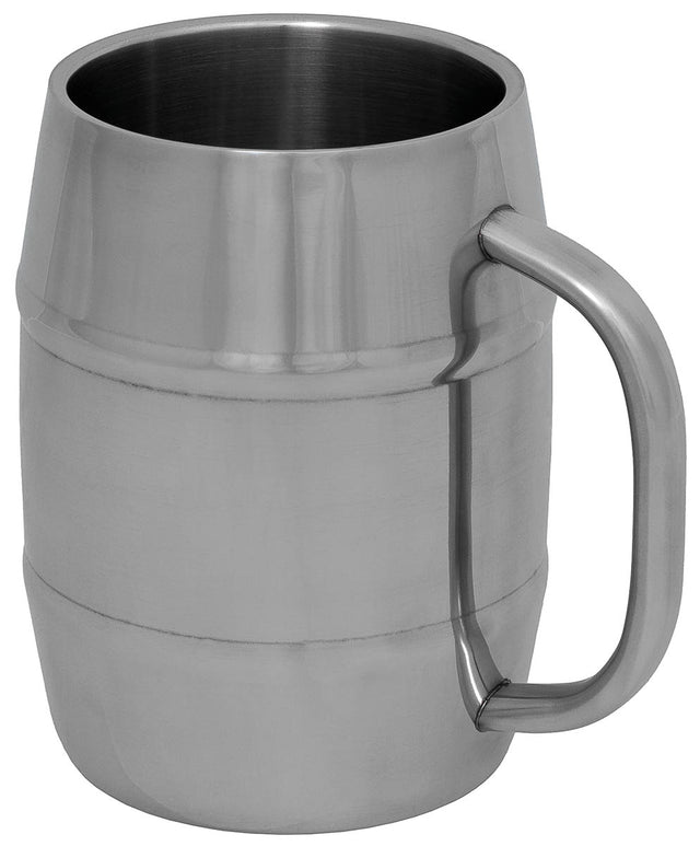 Chope MFH Fass en acier inoxydable 1 L à double paroi avec anse ronde