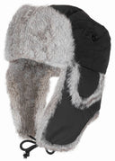 Chapka MFH à rabats d'oreilles en fourrure véritable de lapin doublure matelassée