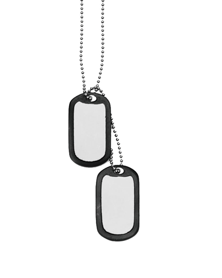 Jeu de plaques d'identité type US Mil-Tec acier inoxydable et chaînes en acier chromé