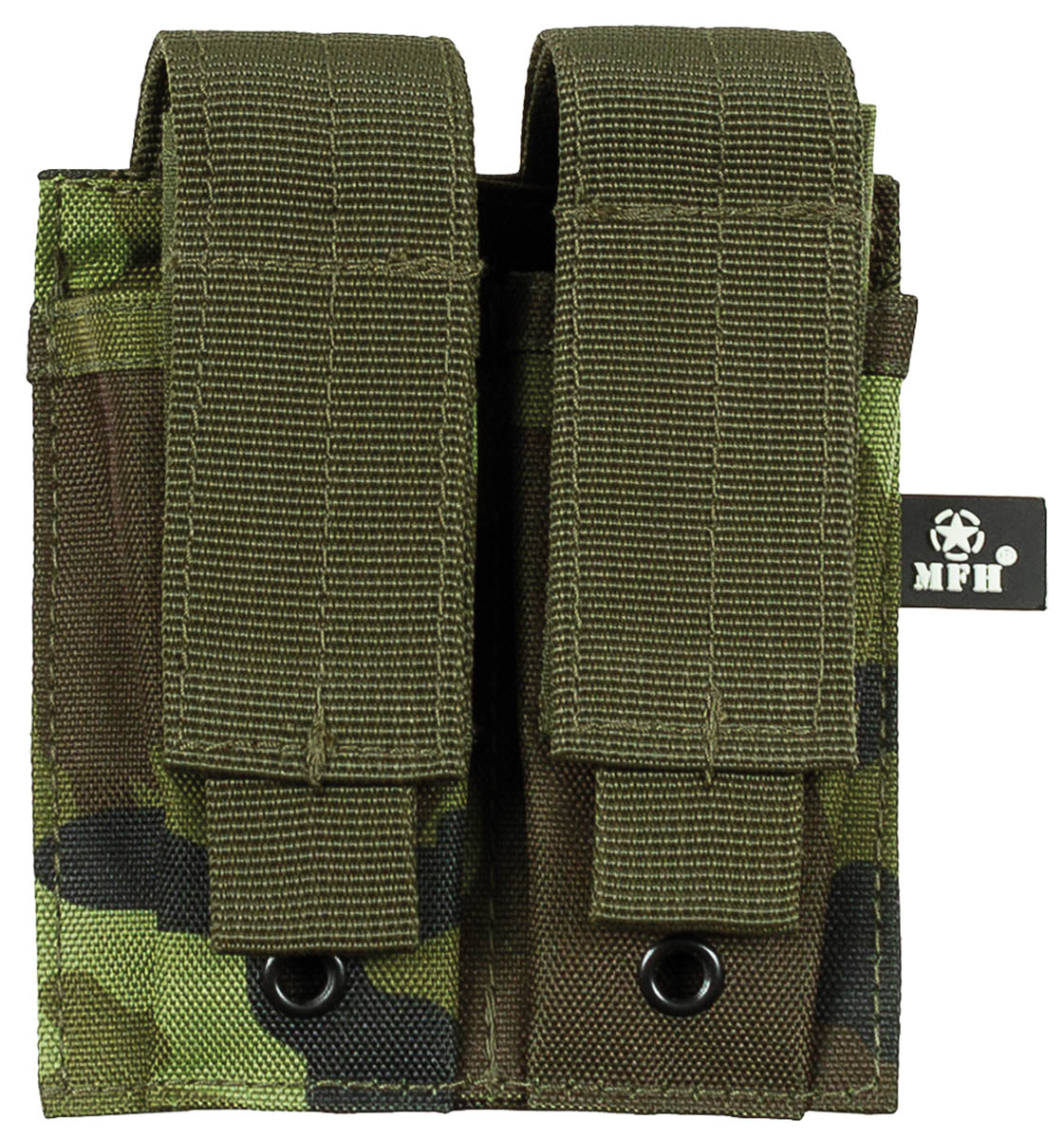 Porte-chargeur double petit format MOLLE MFH, logements 4 x 12 x 2,5 cm