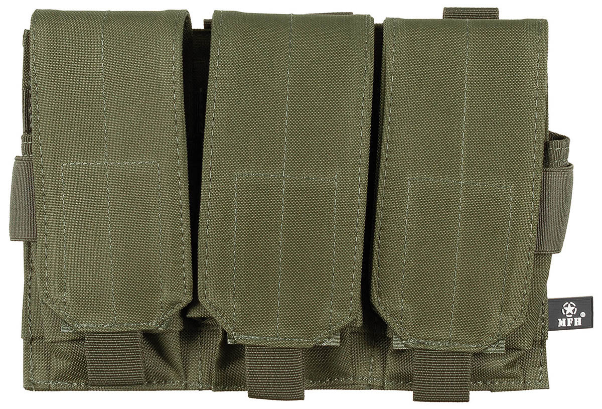 Porte-chargeur triple MOLLE MFH à quatre sangles de fixation, 25 x 19 x 5 cm